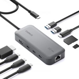 Inateck Hub USB C 10 en 1 Adaptateur USB 3.2 HDMI 4K 100W PD 2*10Gbps USB C 2*USB3.0 A RJ45 Lecteur de SD-TF Câble 50cm
