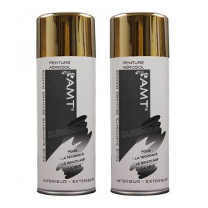 Lot de 2 Bombe de Peinture Or Chromé 330ml - Spray Aérosol Décoration - BP63