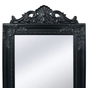 Miroir sur pied - AKOZON - 160x40 cm - Noir - Bois et verre - Style baroque