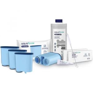 Kit dentretien conçu pour les machines espresso Philips Saeco (4 Filtres Détartrant 1l 20 pastilles dégraissantes Graisse)