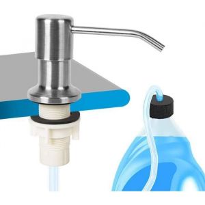 Distributeur de Savon pour évier de Cuisine Pompe de Comptoir en inox brossé avec Tube en Silicone de 47
