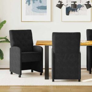 Moderne Chaises de salle &agrave; manger/cuisine - Charge 120 kg - 2 pcs Noir 58 x 67 x 97 cm Velours@FR(885326）