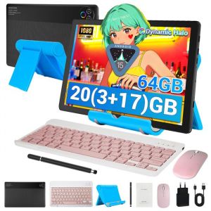 Tablette 10.1 Pouces Android 15 5-Core 20 Go RAM 64 Go HD 1280x800 avec Stylet Clavier Souris et Support R&eacute;glable Gris