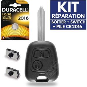 Boitier 2 Boutons Clé Plip Coque de Télécommande compatible CITROEN Xsara Picasso + Switch + Pile CR2016 DURACELL
