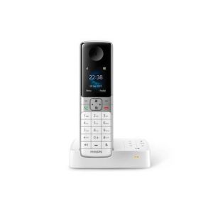 Philips Téléphone fixe sans fil avec répondeur D6351W-38 Téléphone DECT Haut-parleur 100 entrées