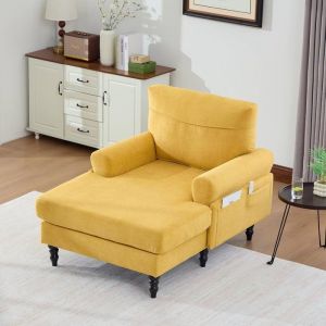 Fauteuil Salon Scandinave - Canap&eacute; 1 Place en Chenille - Accoudoirs et Dossier Confortable - Charge 250KG - 125X97X86CM - Jaune