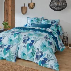 Housse de couette - LINNEA - MOOREA PACIFIC - Percale de coton - Bleu/Vert - 200x200 cm