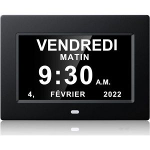 Horloge calendrier num&eacute;rique - ZHANDD - 7 pouces - Affichage clair - Id&eacute;ale Alzheimer - Design contemporain