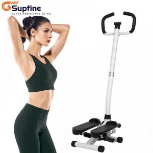 SUPFINE Stepper Fitness avec Guidon Ergonomique - Résistance Réglable - Acier + poignée en caoutchouc + pédale en PE