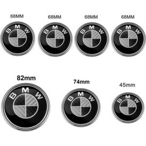 Lot De 7 Bmw Carbone Noir Logo Embl&egrave;me Centre De Roue Enjoliveur De Roue