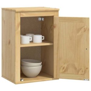 Armoire basse MVS - Meuble bas &agrave; cuisine - avec rangement - &eacute;tag&egrave;re avec porte Miel 60x32x40cm Pin massif &26_5780013
