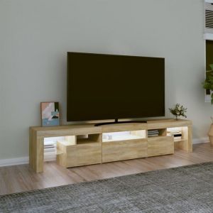 Meuble TV - Banc TV - Table TV - avec lumières LED - Chêne sonoma - 200x365x40 cm - T138