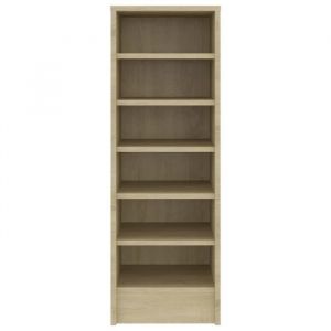 Armoire à chaussures - ZERODIS - Chêne Sonoma - 315x35x90 cm - 6 étagères - Montage au sol ou au mur