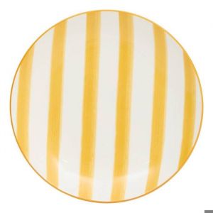 Lot de 6 Assiette plate ray&eacute;e Charlie jaune D19cm - Atmosphera Cr&eacute;ateur dint&eacute;rieur