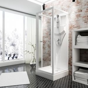 Schulte cabine de douche intégrale 80x80x190 cm réversible verre 5 mm cabine de douche complète porte pivotante blanc Juist