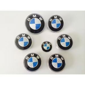 Lot de 7 BMW Bleu Blanc Logo Emblème 82mm Capot 74mm Coffre 4*68mm Centre de roue Enjoliveur