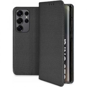 Housse etui portefeuille avec coque interieure en silicone pour Samsung Galaxy S25 Ultra 5G + film ecran - NOIR MAGNET