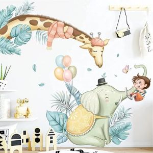 Muraux Animaux For&ecirc;t Arbre Autocollant MuralWOVTE Sticker Mural Animal pour Chambre denfant - (H:93cm)