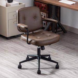 Wahson Chaise de Bureau à roulettes en Cuir PU Fauteuil de Bureau Erconomique Réglable en Hauteur Chaise Bureau Cuir,Marron