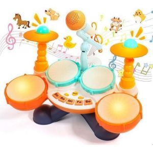 Instrument de Musique BebeBatterie Jouet BebeEnfants Tambour Enfant Jouet-3 modes-Convient aux gar&ccedil;ons et aux filles de 1 Ans +
