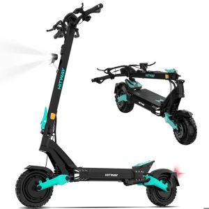 HITWAY Trottinette &Eacute;lectrique Pliable - Pneus gonflables 10 - Puissance Max 1600W*2 - APP - Batterie 52V 23.4Ah - Scooter Noir&Vert