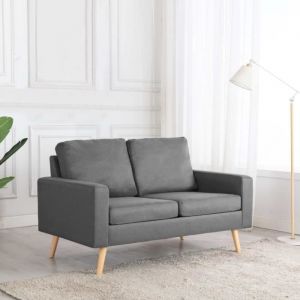 9185•Sale Hot•Canapé scandinave d angle HOMMIE - Canapé droits Sofa à 2 places Gris clair Tissu MEUBLE Gris