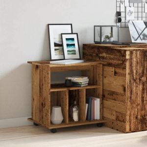 El&eacute;gant Console de rangementArmoire &agrave; roulettes - vieux bois - 60x45x60 cm - bois ding&eacute;nierie &2745623