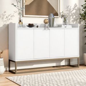 Buffet bahut buffet bas avec 4 portes meuble de rangement buffet salon commode moderne 120x30x80cm armoire de cuisine blanc