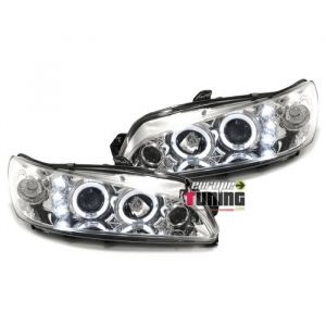 PHARES FEUX AVANTS TUNING CHROME ANGEL EYES LED PEUGEOT 306 PHASES 2 et 3 1997-2002 (11053)