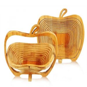 Corbeille à Fruits en Forme de Pomme - Nouveauté en Bambou - Design Original en Spirales
