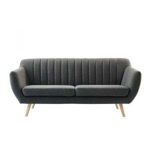 Canap&eacute; CAMILLE en tissu gris fonc&eacute; de style scandinave vintage
