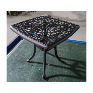 Table de Jardin Ext&eacute;rieur COSTWAY en Aluminium Moul&eacute; Table Carr&eacute;e avec Trou pour Parasol Int&eacute;gr&eacute;pour Patio Bistrot V&eacute;randa Balcon