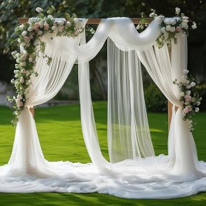 Tenture Mariage Voilage Blanc Mariage Arche Tenture Rideau en Tulle 16x8m Tissu organza pour Drap&eacute; Blanc 16x8m blanc VOILE