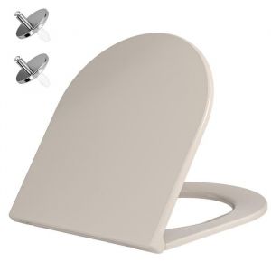 AquaWise Abattant WC avec Frein de Chute R&eacute;sine Duroplast Antibact&eacute;rienne Charni&egrave;res Inoxydables D&eacute;montage Rapide Cr&egrave;me