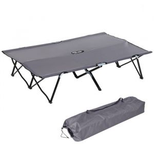 lit de camping pliant pour 2 personnes terrain lit pliant avec sac de transport jusqu&agrave; 136 kg &eacute;lastique Oxford Grey Steel 193 x 12