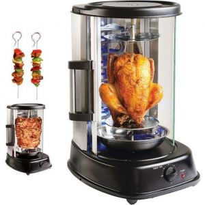 Rôtissoire verticale - Fours Grill - Acier inoxydable - 360° de rotation - 25 kg max - 10 ustensiles