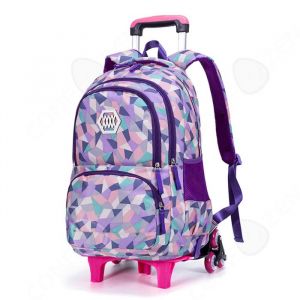 C Sac à roulettes 48x33x24cm sac à roulettes petite princesse grande capacité sac décole multicouches sac décole violet cartable