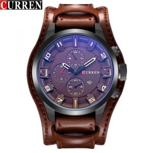 Quartz Montre Curren Marque Grand Cadran Bracelet En Cuir éTanche Horloge Mode Casual Hommes Militaire Montre-Bracelet