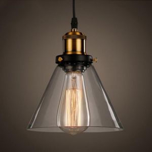 WOTTES Verre Rétro Suspension Luminaire Industrielle Vintage Lustre Eclairage de Plafond Lampe Design Transparent Ø18CM 1PCS