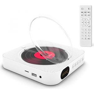Lecteur CD Portable Bluetooth Montage Mural Haut-parleurs HiFi intégrés Home Audio Boombox avec télécommande Radio FM