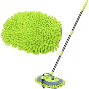 Brosse de lavage de voiture 120 cm Chenille Microfibre Long manche Balai Anti-rayures 2 en 1 Nettoyage Perche t&eacute;lescopique Brosse d