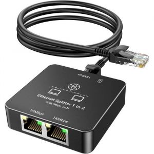 KiWiBiRD Hub Switch RJ45multiprise ethernet repartiteur doubleur Prise Double Sortie gigabit 1000Mbps 2 Port Splitter pour Cable
