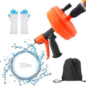 Furet D&eacute;boucheur Canalisation - 15M Furet Plomberie Flexible avec Gants Sac de Rangement - Spirale de Nettoyage de Canalisations