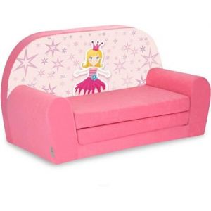 Canapé Lit Enfant Princesse - FORTISLINE - Rose - Microfibre - 78 cm x 45 cm