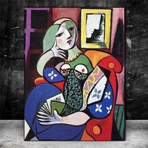 Tableau Decoration Murale salonSurr&eacute;alisme Art Femme avec Livre par Picasso peintures sur Toile avec cadre 40x60cm[8439]