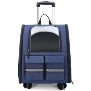 Sac de transport - Pecute - Sac à dos à roulettes - Pour petits chiens et chats - Respirant - Ajustable