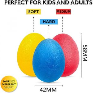 Lot de 3 Muscleur de Main Balle Anti Stress Balle R&eacute;&eacute;ducation Main Souple Moyen Dur Diam&egrave;tre de 5.8*3.4CM pour Diminution du Stress
