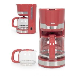 Cafetière Électrique - Haute Qualité - 1000W - 15 Tasses - Inox Rouge - Système Anti Gouttes