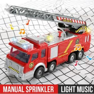 Camion de Pompier Enfant Jouet Enfant Camion Pompier avec Échelle Lumières Sons et Fonction de Pulvérisation deau pour Plus de 3