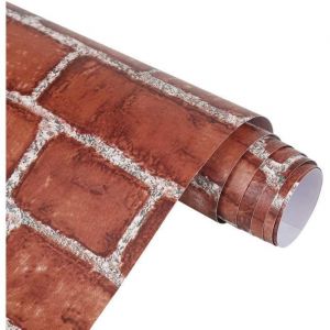 44x500cm Papier Peint Autocollant Papier Peint Brique Vintage Rouge pour la Cuisine D&eacute;coratif Film de Vinyle en Plastique &agrave; dos